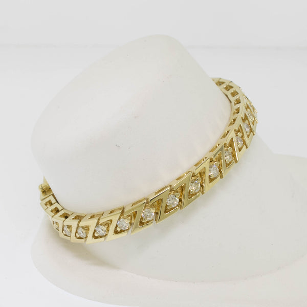 14K Yellow Gold 7" Diamond Bracelet 2.50cttw G-SI1 Preowned Jewelry