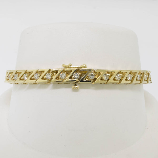 14K Yellow Gold 7" Diamond Bracelet 2.50cttw G-SI1 Preowned Jewelry