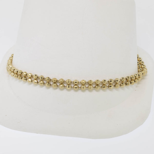 14K Yellow Gold 7.5" Double Row Beaded Bracelet Preowned Jewelry