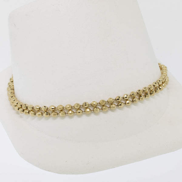 14K Yellow Gold 7.5" Double Row Beaded Bracelet Preowned Jewelry