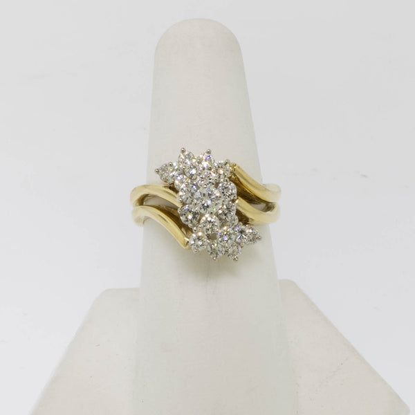 18K Yellow/White Gold Diamond Cluster Ring 1CTTW Size 6.75 Preowned Jewelry