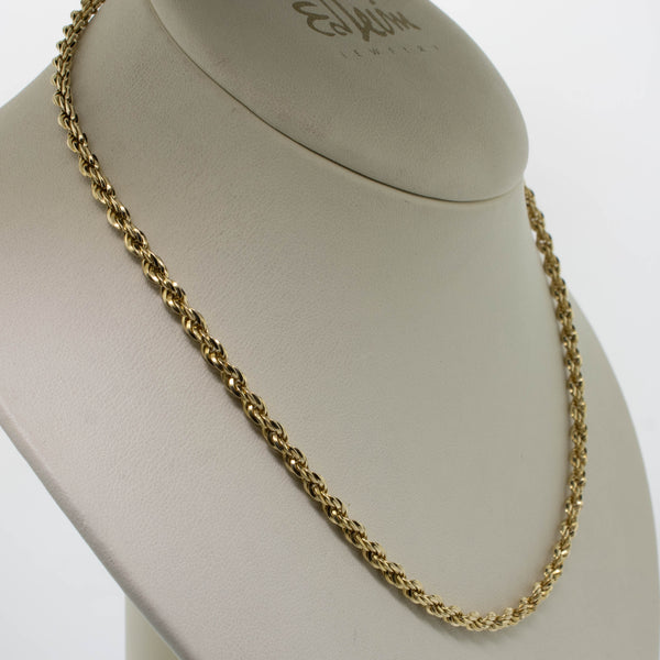 14K Yellow Gold 21" Rope Chain Necklace 3.5mm 19.5 Grams Preowned Jewelry
