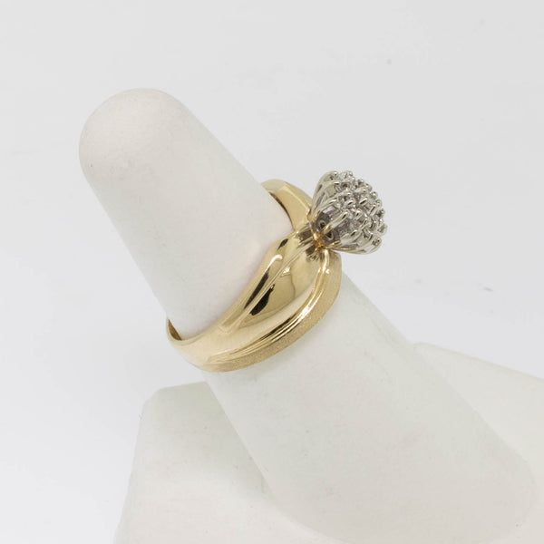 14K Yellow/White Gold Diamond Cluster Ring 0.21 CTTW Size 6.5 Preowned Jewelry