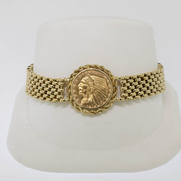 14K Yellow Gold 7.25" Bracelet feat. 1915 $2-1/2 Dollar Gold Piece (Estate)