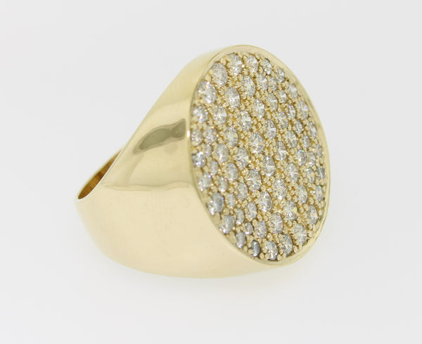 14K Yellow Gold Men's Pave Diamond Ring (66) - 3.41 CTW (G-SI1) Size 10.5 Estate