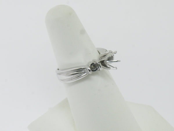 14K White Gold 3 Stone Engagement Ring Mounting Size 6-3/8 (Brand New Sale)