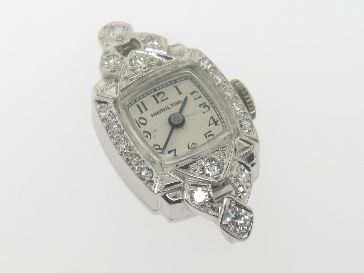 Ladies Platinum Diamond Hamilton Wrist Watch (w/o Band)