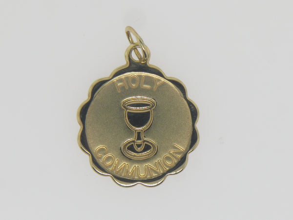 14K Yellow Gold Holy Communion Disc Medal Pendant