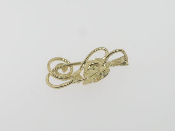 14K Yellow Gold Diamond Cut Rose Pendant (Estate Jewelry)