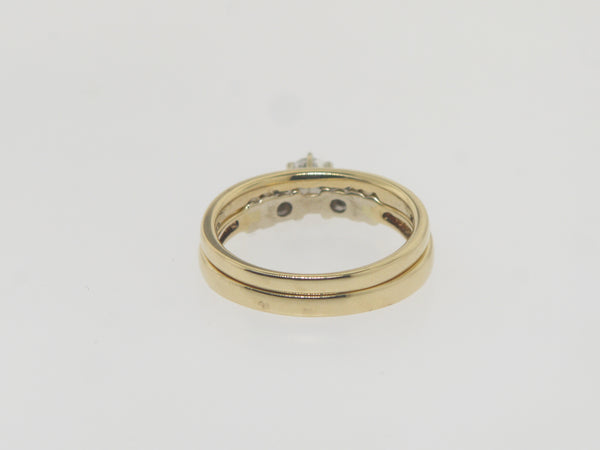 14k Tu Tone (Yellow & White) Gold Engagement Ring + Wedding Band (Not Soldered)