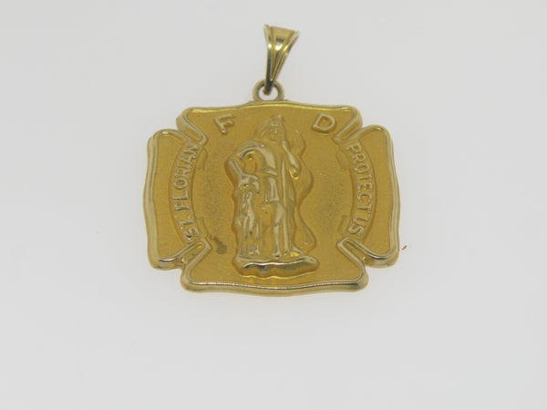 14K Yellow Gold Saint Florian Medal (Hollow)