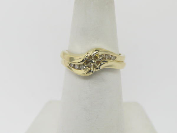 14K Yellow Gold Diamond Semi Mounting Wedding Set (Brand New Sale)