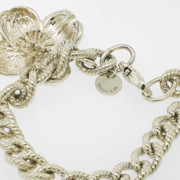 Tiffany & Co. Sterling Silver 7" Dogwood Flower Charm Bracelet (Estate Jewelry)
