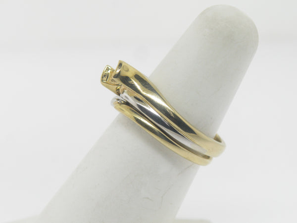 14K Yellow Gold and White Gold Engagement and Wedding Ring Set (Brand New)