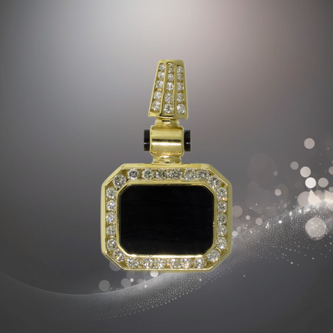 Pre-Owned 18K Yellow Gold Onyx & Diamond Slide Pendant, 1.67 CTTW Diamonds