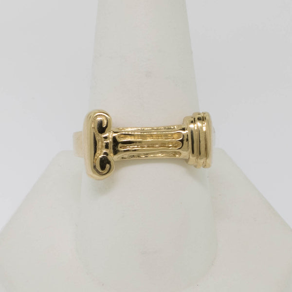 14K Yellow Gold Handmade Ionic Column Ring Size 9.75 Preowned Jewelry