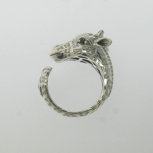 JAI Sterling Silver 14K Gold Giraffe Head Ring Size 8.5, Pre-Owned