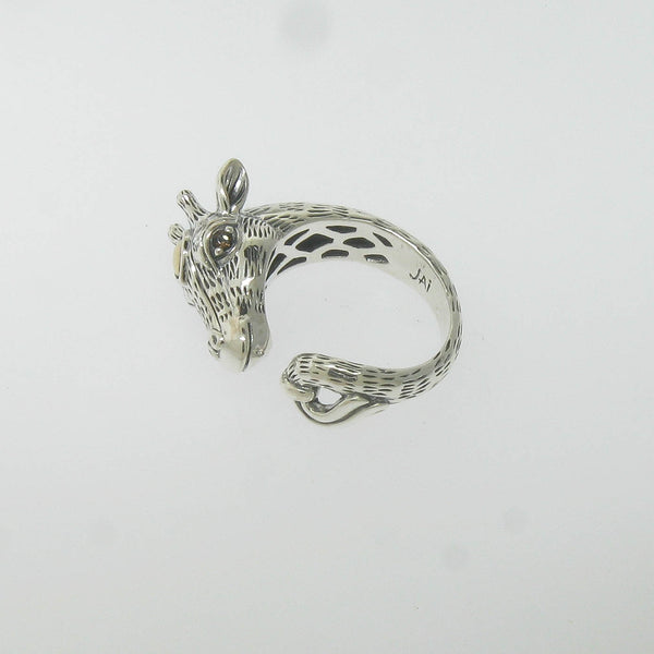 JAI Sterling Silver 14K Gold Giraffe Head Ring Size 8.5, Pre-Owned