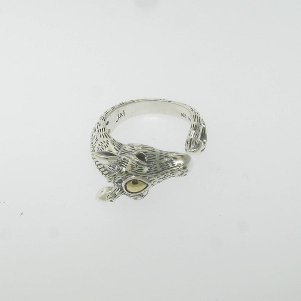 JAI Sterling Silver 14K Gold Giraffe Head Ring Size 8.5, Pre-Owned