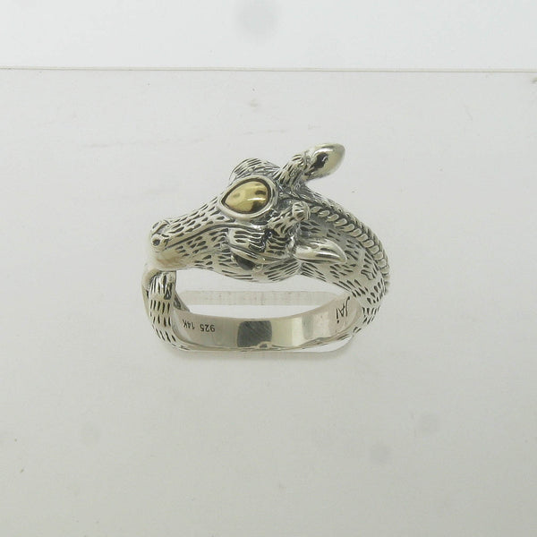 JAI Sterling Silver 14K Gold Giraffe Head Ring Size 8.5, Pre-Owned