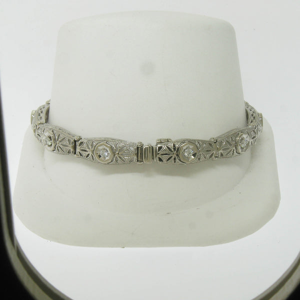 Pre-Owned 14KW Kaspar & Esh 7.5" Sectional Bracelet with Diamond Accents .60CTTW