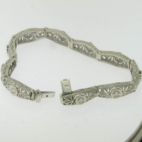 Pre-Owned 14KW Kaspar & Esh 7.5" Sectional Bracelet with Diamond Accents .60CTTW