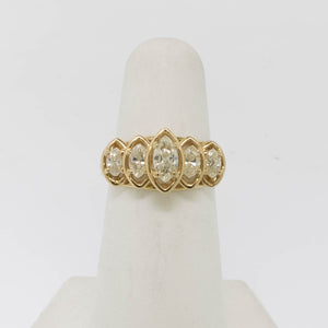 14K Yellow Gold Marquise Diamond Ring (5) Diamonds 1 CTTW Size 5.25 (Estate)