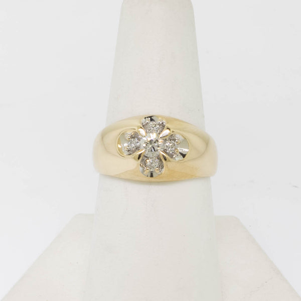 14K Yellow Gold 5 Diamond Cluster Ring ~.47cttw Size 8 Preowned Jewelry