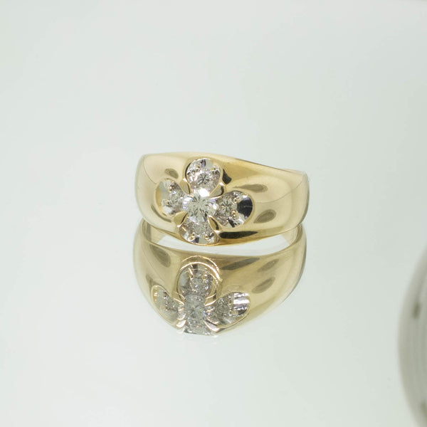 14K Yellow Gold 5 Diamond Cluster Ring ~.47cttw Size 8 Preowned Jewelry