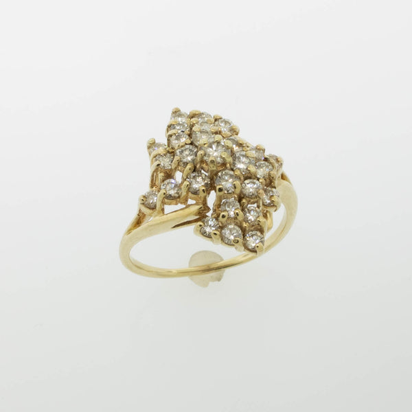 14K Yellow Gold Diamond Cluster Ring 1 CT TW (Size 7-3/8) (Estate Jewelry)