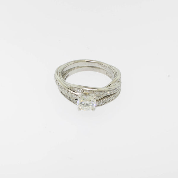 Platinum Diamond Wedding Set (.72CT Center) 1.14cttw Size 5 Preowned Jewelry
