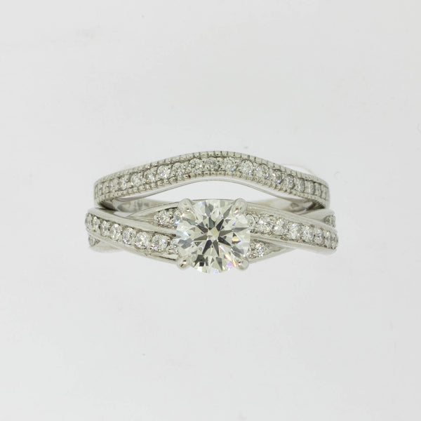 Platinum Diamond Wedding Set (.72CT Center) 1.14cttw Size 5 Preowned Jewelry
