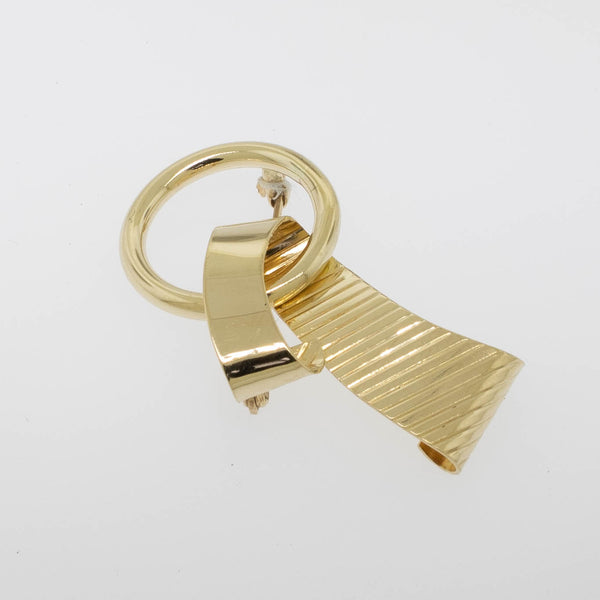 14K Yellow Gold Open Circle Ribbon Pin Preowned Jewelry