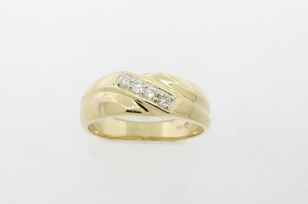 14K Yellow Gold 4 Diamond Ring .28TW (I-I1) Size 11 Preowned Jewelry