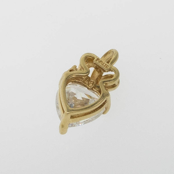 Preowned 14K Yellow Gold Heart-Shaped CZ Pendant with Accent CZ