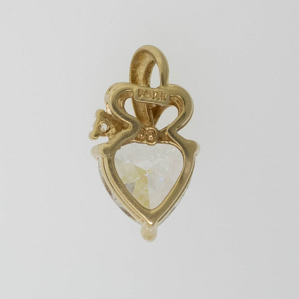 Preowned 14K Yellow Gold Heart-Shaped CZ Pendant with Accent CZ