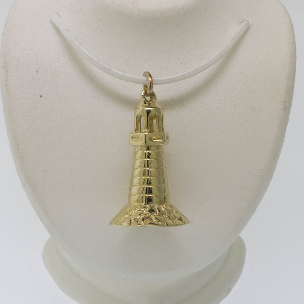 Preowned 14K Yellow Gold 3D Lighthouse Pendant Viewable from All Angles