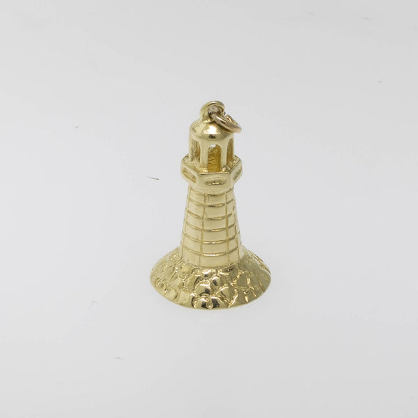 Preowned 14K Yellow Gold 3D Lighthouse Pendant Viewable from All Angles