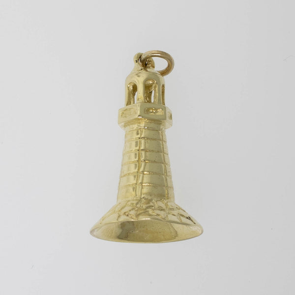 Preowned 14K Yellow Gold 3D Lighthouse Pendant Viewable from All Angles