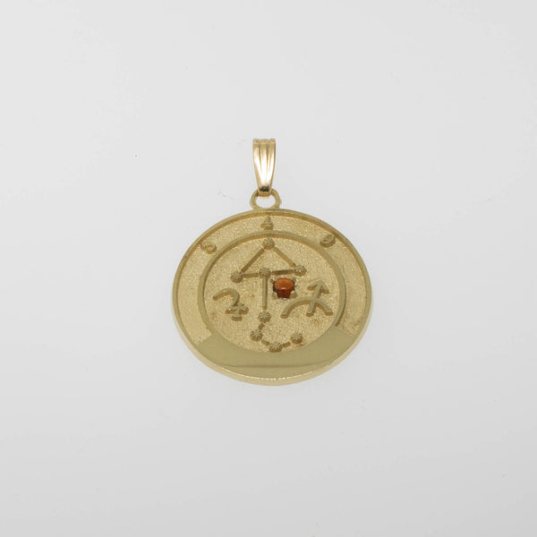 14K Yellow Gold Sagittarius Zodiac Pendant with Orange Topaz/Citrine Gemstone