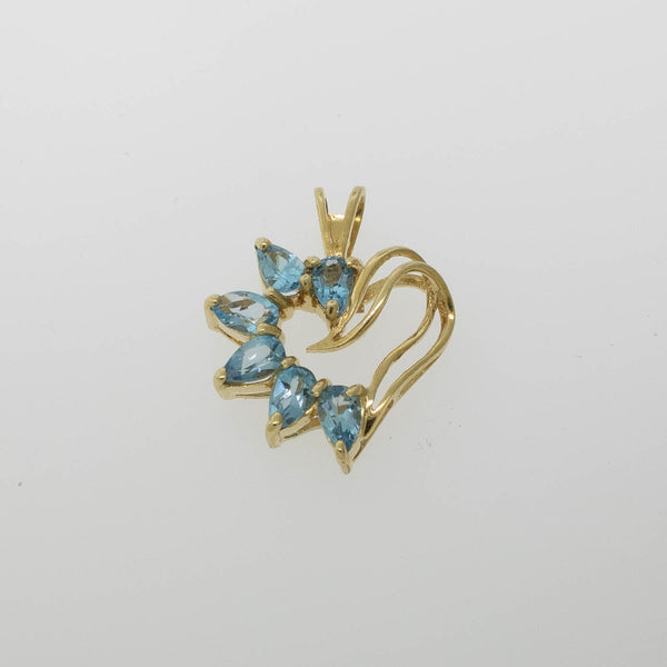 Preowned 14K Yellow Gold Heart-Shaped Blue Topaz Pendant