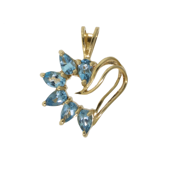 Preowned 14K Yellow Gold Heart-Shaped Blue Topaz Pendant