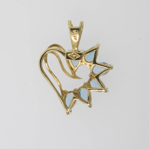 Preowned 14K Yellow Gold Heart-Shaped Blue Topaz Pendant