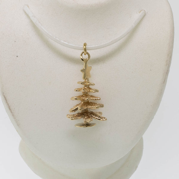 Pre-Owned 14K Yellow Gold Christmas Tree Charm 1.7 DWT, 21.5mm Long