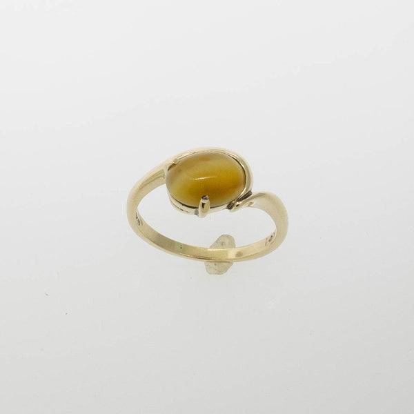 Pre-Owned 10K Yellow Gold Honey Tiger's Eye Ring 7x9mm Cabochon, Size 6, 1.5 DWT