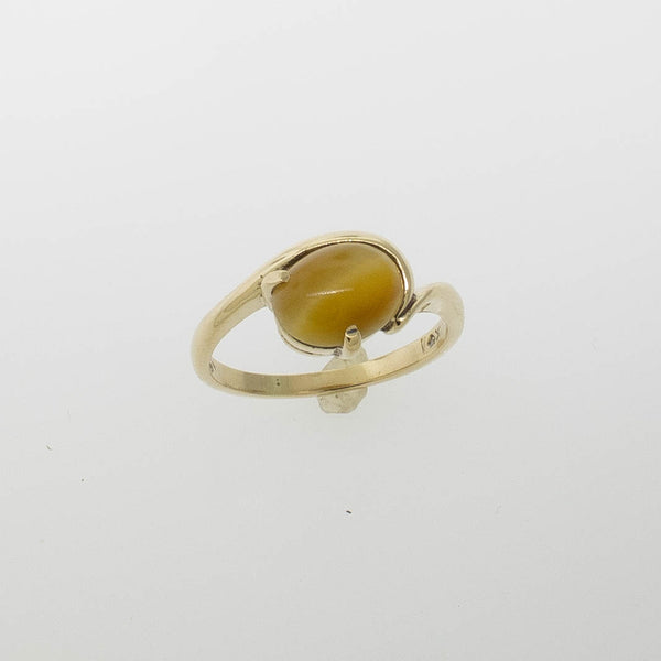 Pre-Owned 10K Yellow Gold Honey Tiger's Eye Ring 7x9mm Cabochon, Size 6, 1.5 DWT