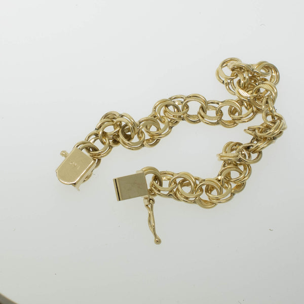 Pre-Owned 14K Yellow Gold Charm Bracelet 7" Long, 7.5mm Wide, 8.2 DWT