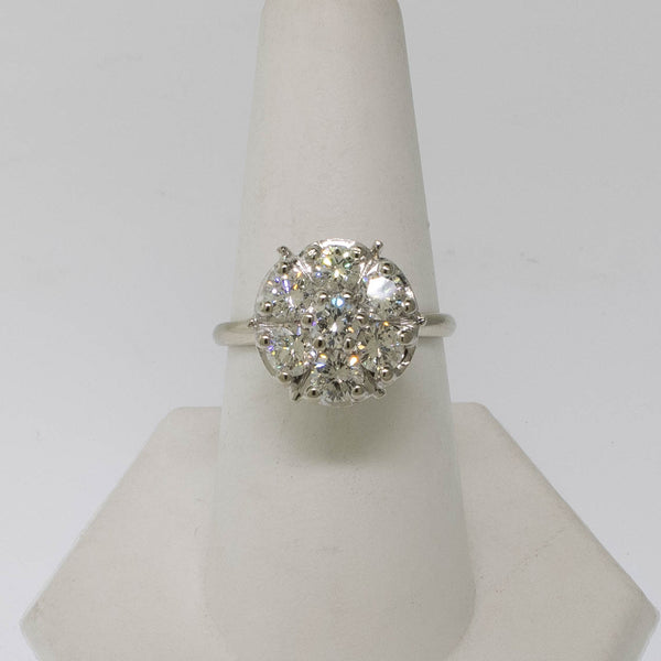 Pre-Owned 14K White Gold 7-Stone Diamond Cluster Ring 1.75 CTTW, Size 8, 2.8 DWT