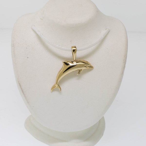 Pre-Owned 14K Yellow Gold Dolphin Pendant, 0.8 DWT, 21x21mm