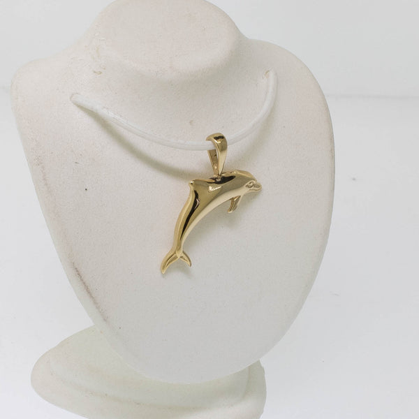 Pre-Owned 14K Yellow Gold Dolphin Pendant, 0.8 DWT, 21x21mm